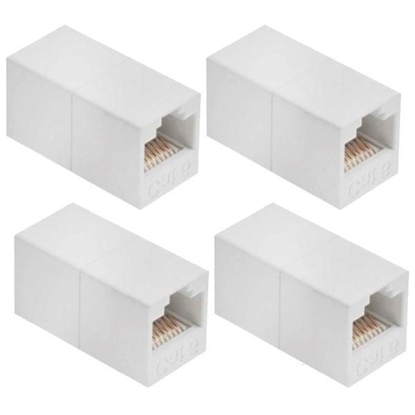 4 Pcs CAT6 RJ45 Network LAN Ethernet UTP Coupler Adapter Connector White