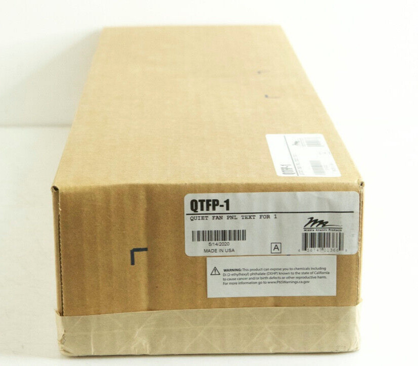 Middle Atlantic QTFP-1 Singl Exhauste Intak Fan Panel 100 CFM Black k683