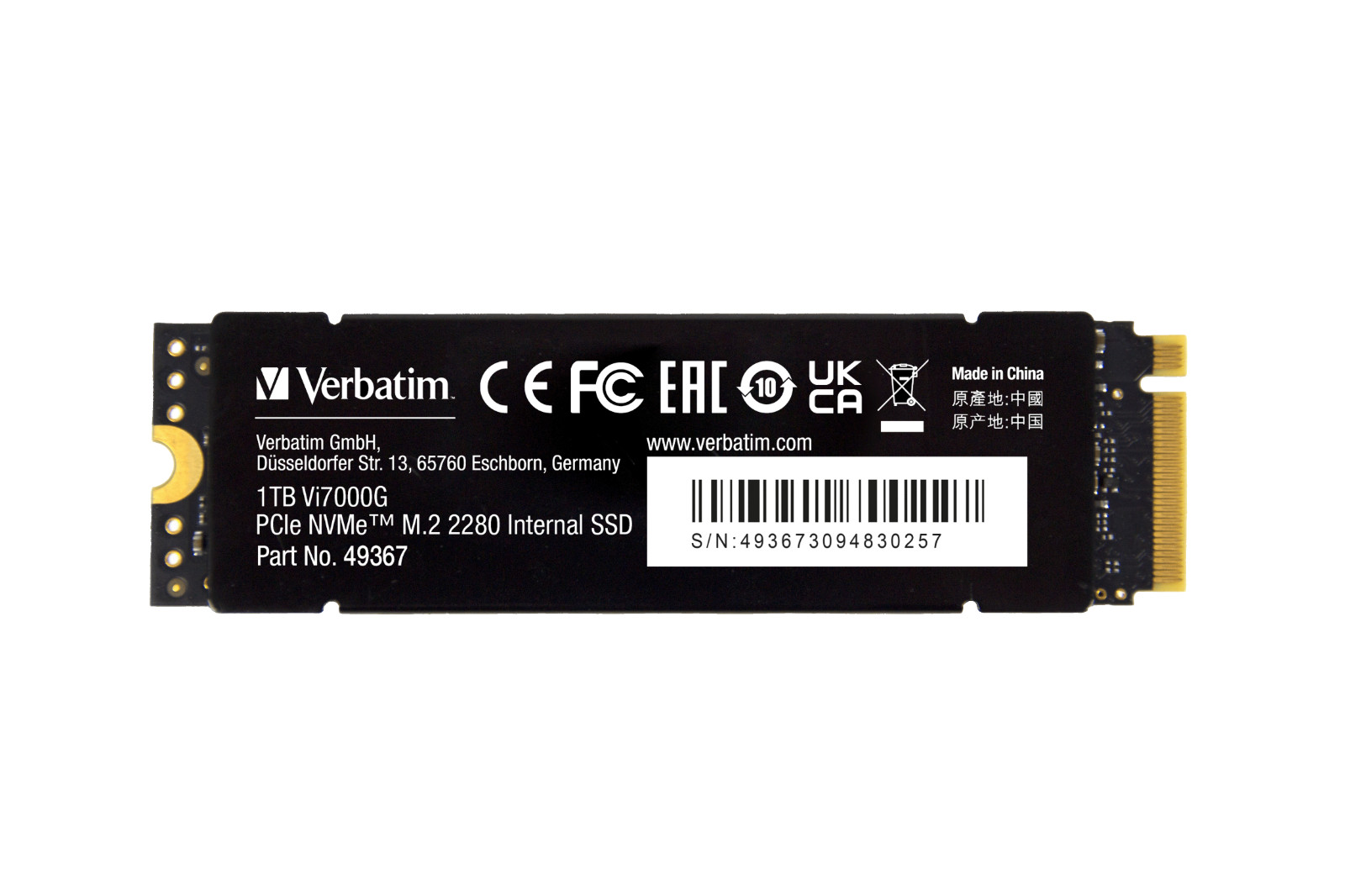 VERBATIM Vi7000G 1TB Internal SSD PCI Express Gen4 NVMe M.2 2280 49367