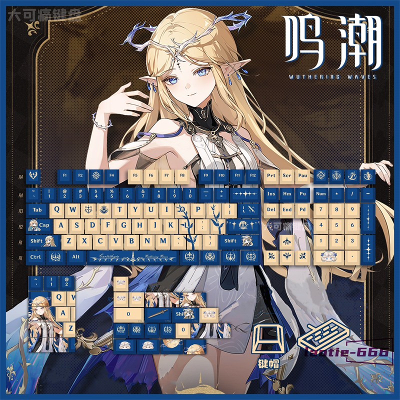 127 Keycaps Wuthering Waves Cartethyia Dye-sub PBT Keys for Cherry MX Keyboard