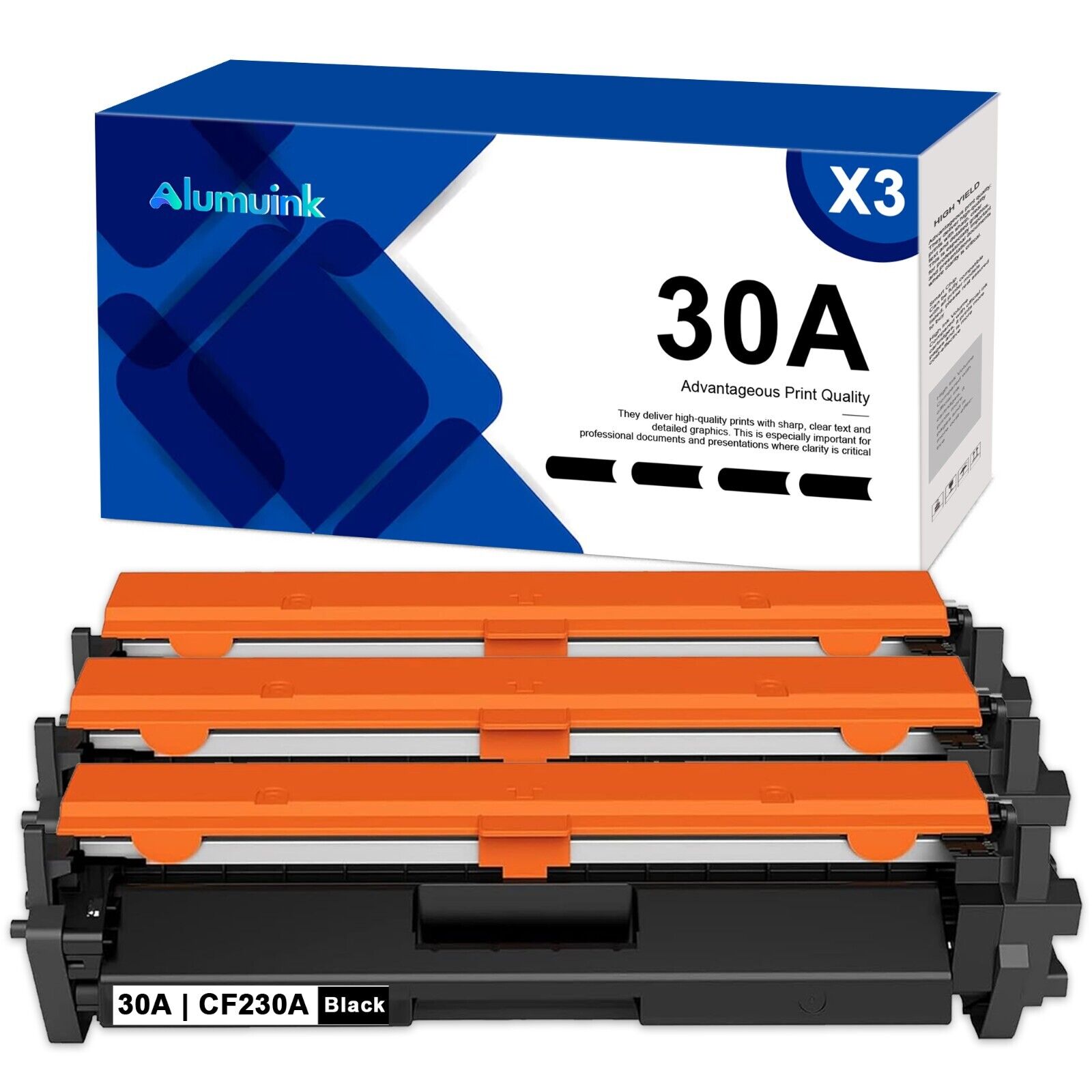 30A Black Toner Replacement for HP 30A 30X Toner Pro MFP M227fdw (Black, 3 Pack)