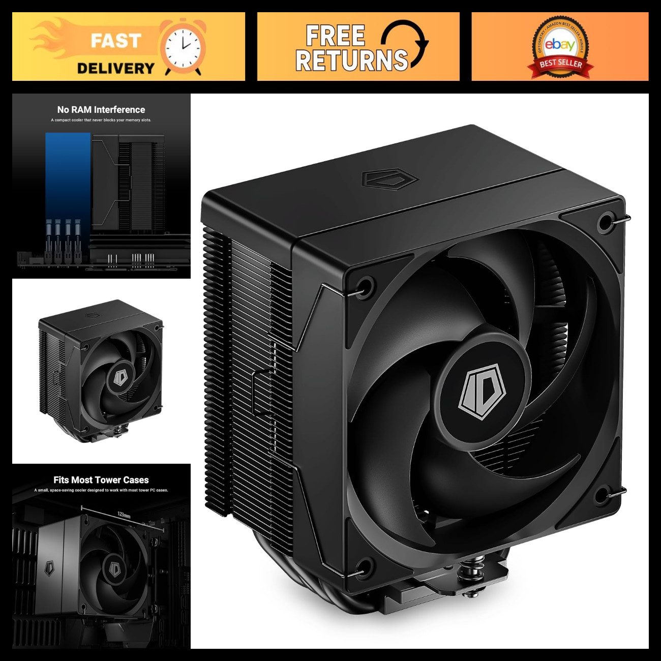 Compact CPU Air Cooler, 4 Heatpipes, 180W Cooling Performance, Low Noise
