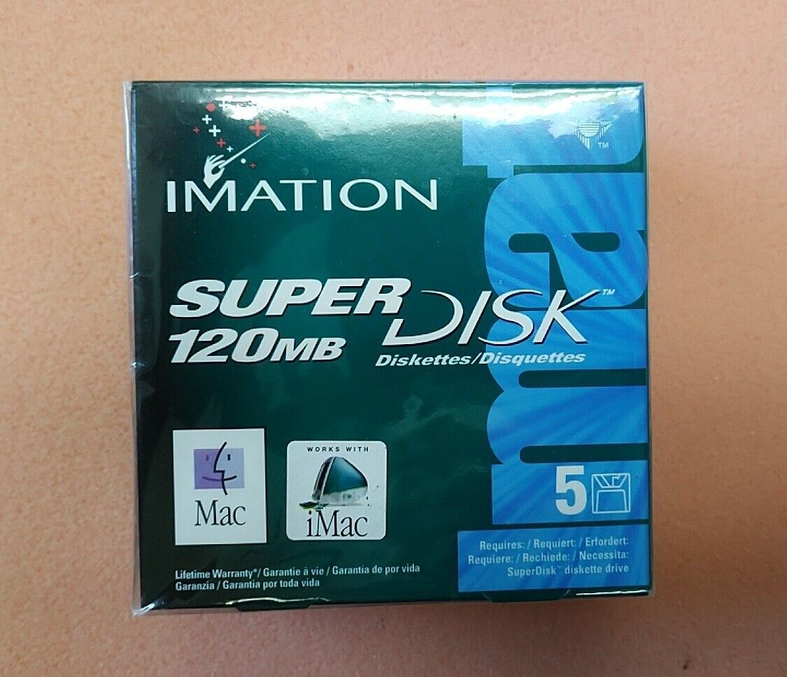 Imation SuperDisk 120MB (5-Pack) Works With iMac LS-120 NEW SEALED