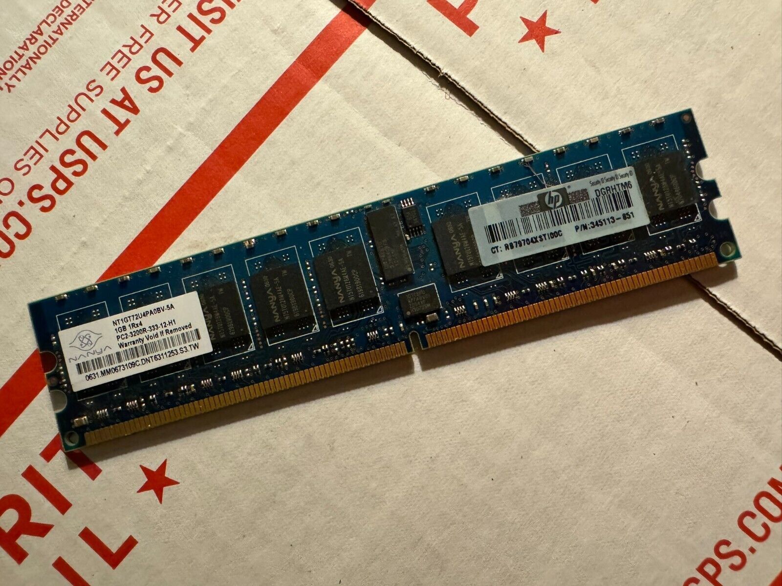 Nanya 1GB 1Rx4 PC2-3200R-333-12-H1 NT1GT72U4PA0BV-5A Memory RAM Stick For HP PC