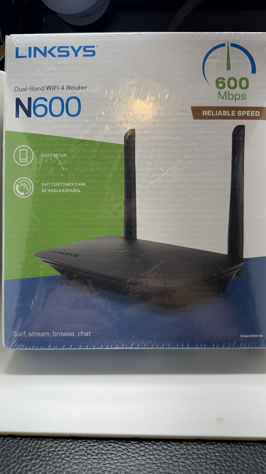 NEW Linksys N600 E2500 Dual-Band Wireless Router 5 Ports 2.4 GHz/5 GHz WiFi 4