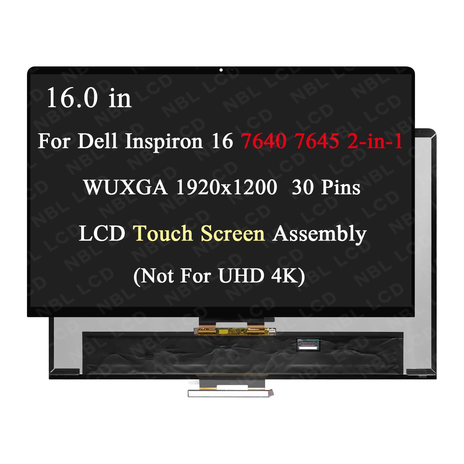 For Dell Inspiron 16 7640 P133F P133F001 WUXGA LED LCD Touch Screen Replacement