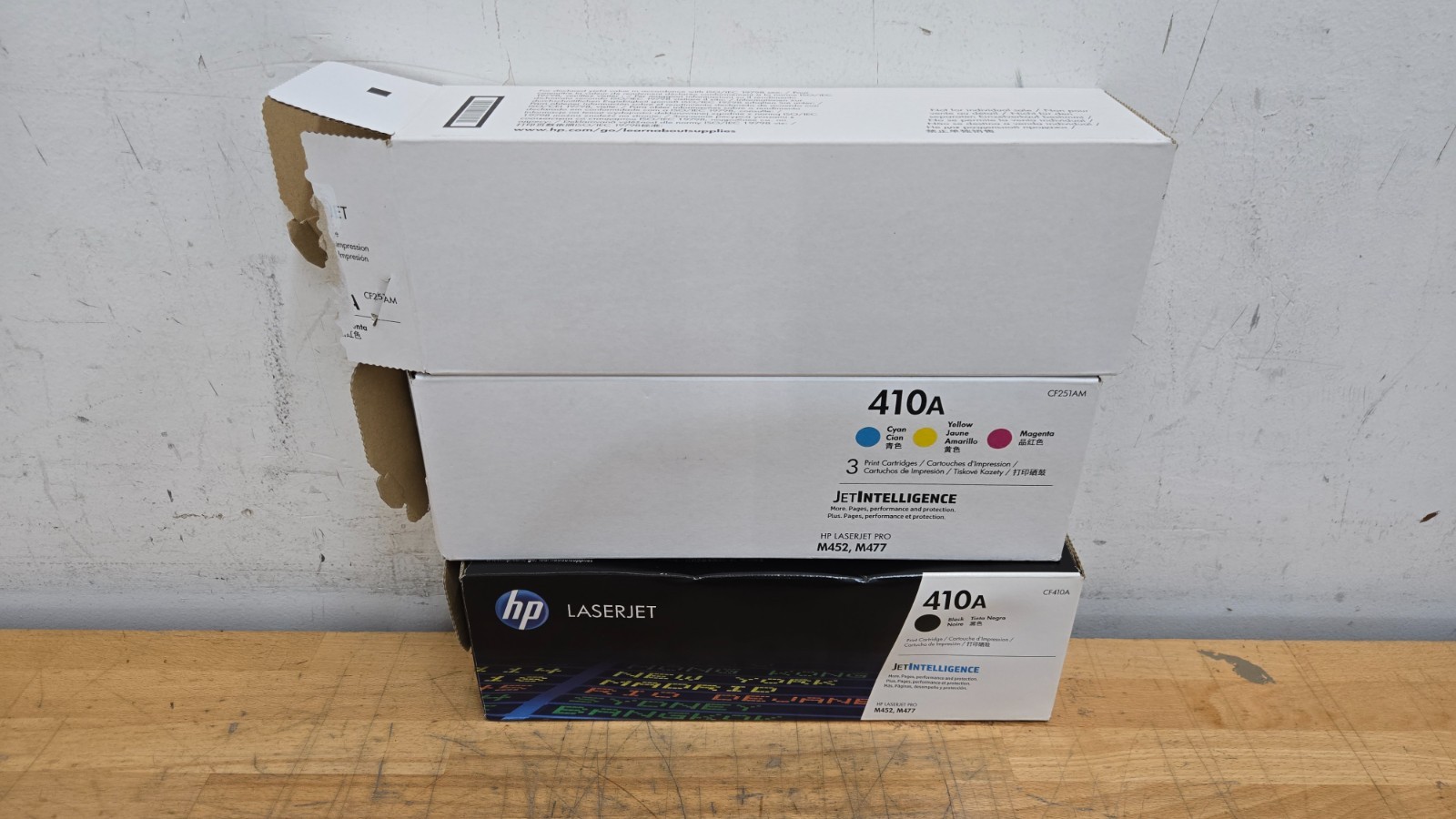 Lot of (3) HP LaserJet Toner Catridges Magenta CF413A, Yellow CF412A, BLK *READ*