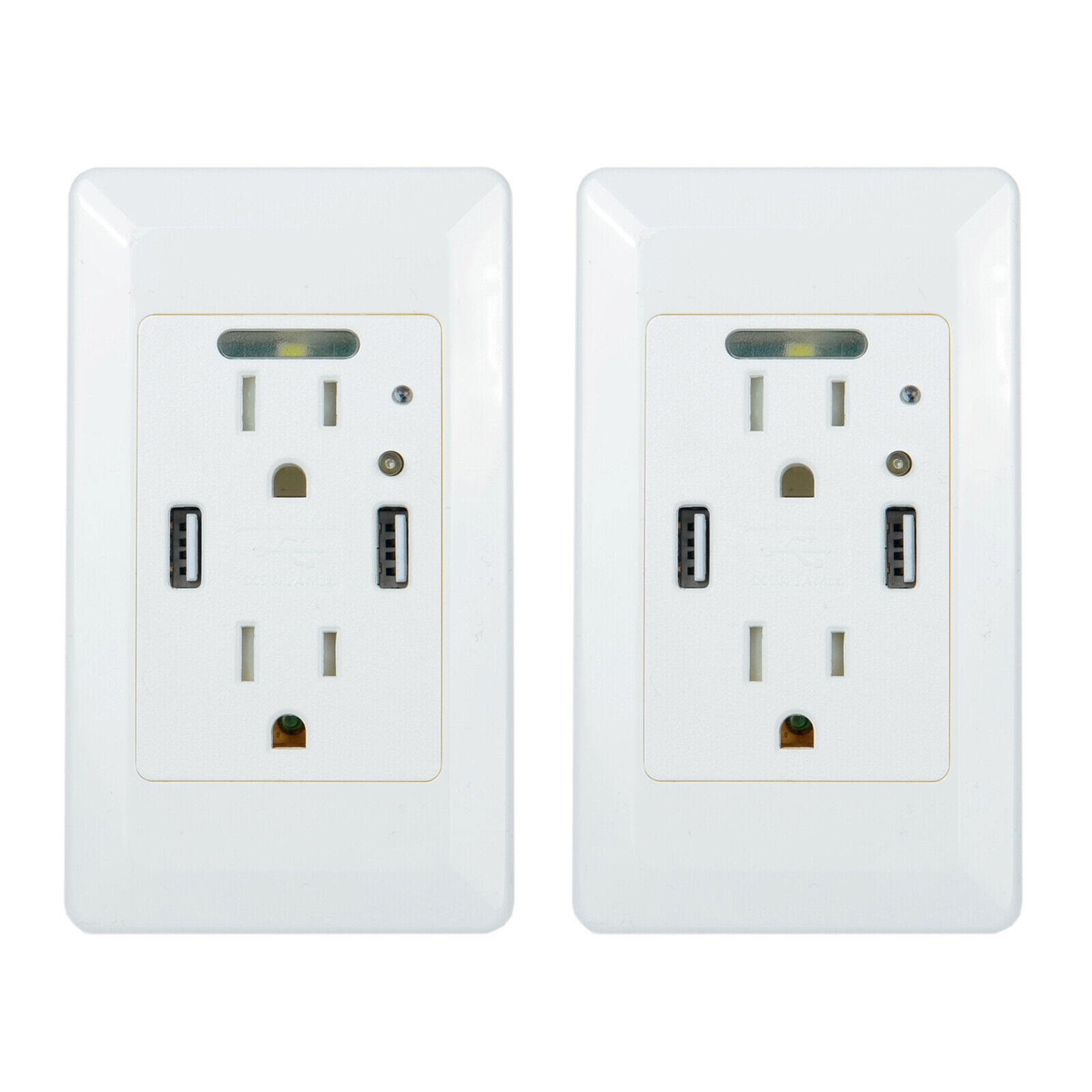2x Wall Socket Charger Dual USB Port AC Power Plate Panel 4.2A Receptacle Outlet