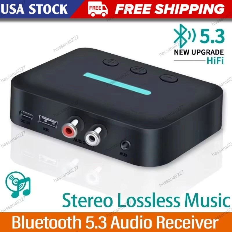 Bluetooth 5.3 Audio Receiver Adapter Wireless 3.5mm AUX RCA USB U-Disk Speaker