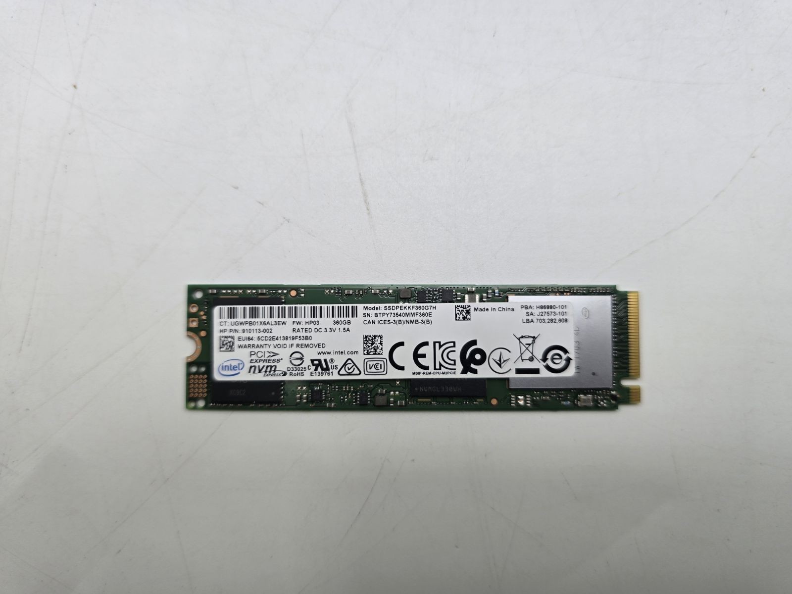 INTEL 360GB TL PCIE NVME SSD DRIVE - GREEN