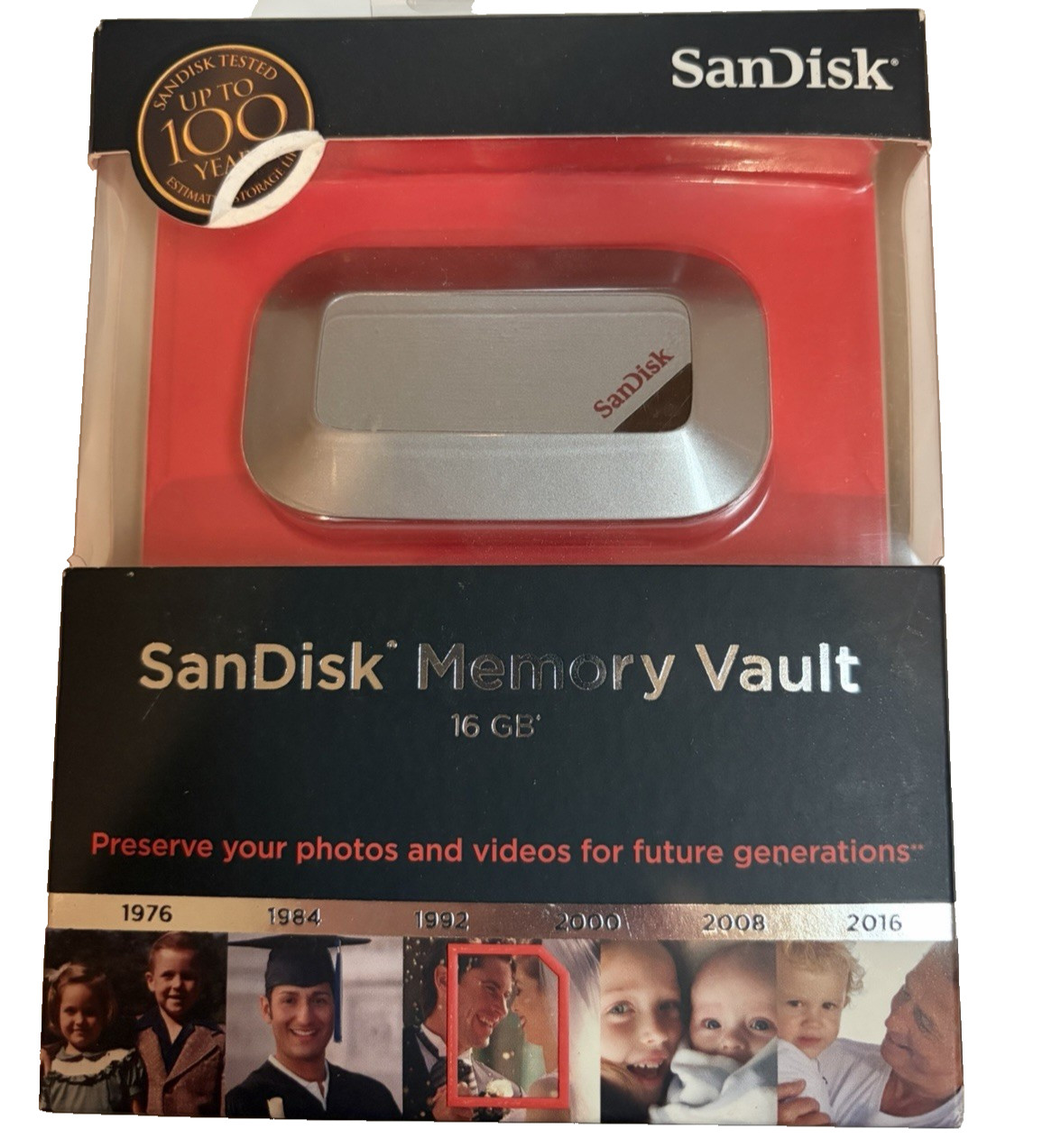 SanDisk Memory Vault 16GB Original Storage Life up to 100 Years w/ USB Cable