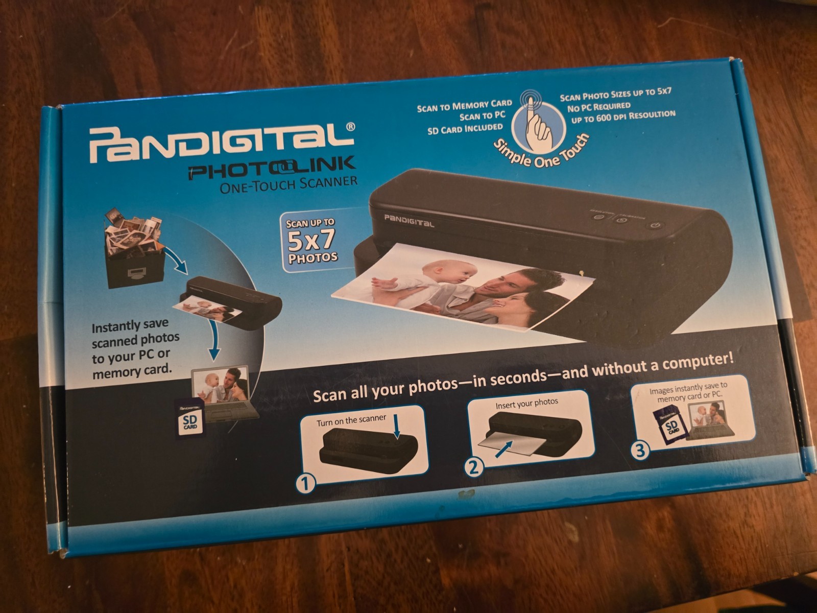 Pandigital Photolink One-Touch Scanner PANSCN04 5x7 Inch Photo Scanner SEALED