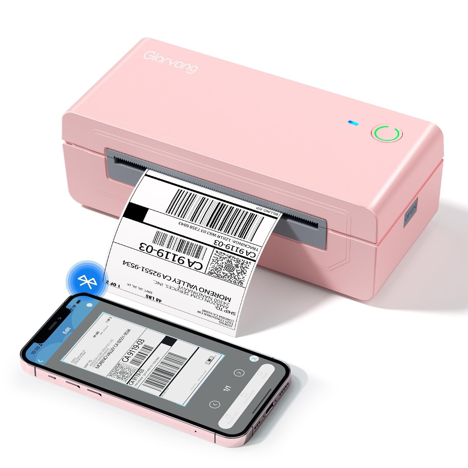Bluetooth Thermal Shipping Label Printer - 4x6 Inkless Wireless Label Maker for