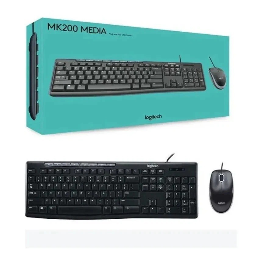 Logitech MK200 Wired USB Full Size Keyboard and Mouse Combo New in Box