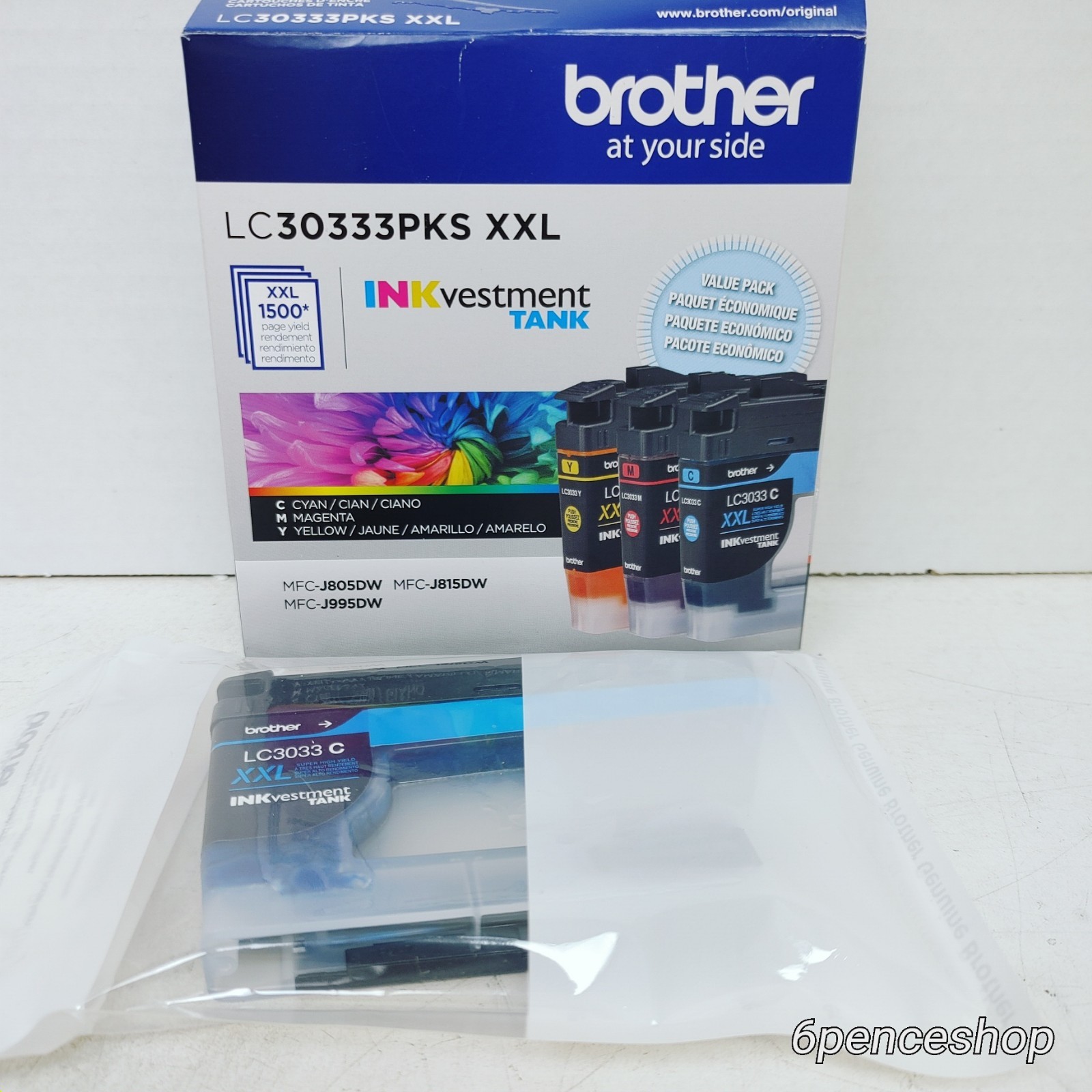 Sealed in OB-1PK Brother LC30333PKS XXL Cyan Ink Cartridges 05/2028