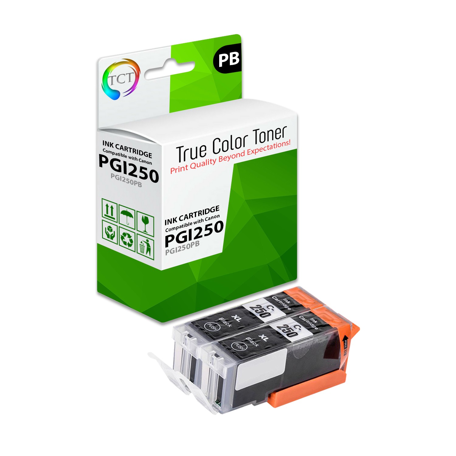 2Pk TCT PGI-250 PGI250 Black HY For Canon Pixma MX922 MX722 Compatible Ink
