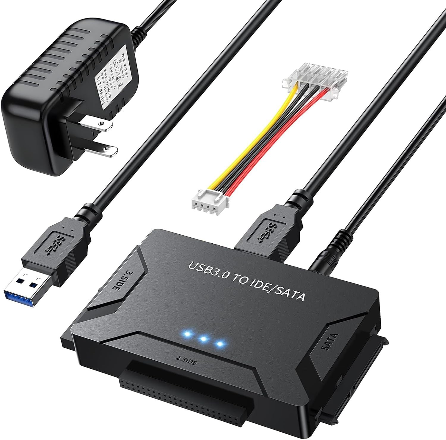 MaxRenard Hard Drive Reader USB 3.0 to SATA/IDE Adapter | Universal Black 