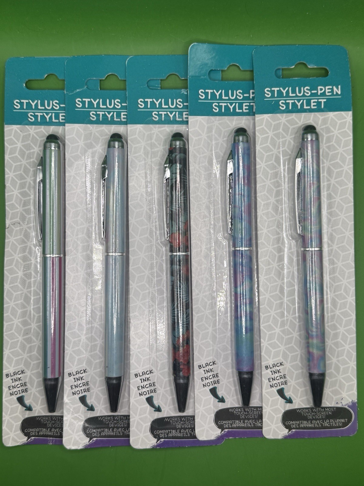 Lot Of 5 - Touchscreen Stylus + Pen with Black Ink NEW & Sealed Multiple Designs