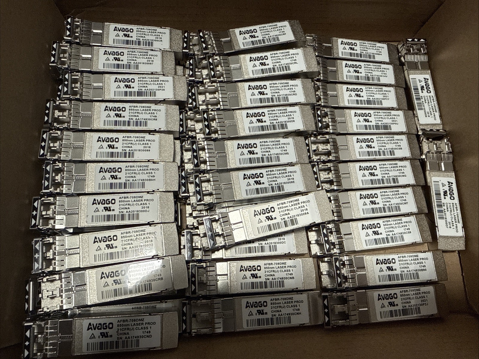 Lot of 49x Avago AFBR-709DMZ 10GBASE-SR SFP+ 850nm