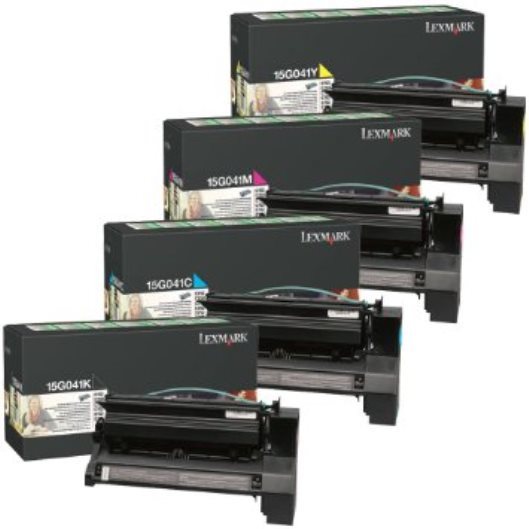 Set 5 Genuine Sealed Lexmark 15G041K 15G041C 15G041Y 15G041M Laser Cartridges