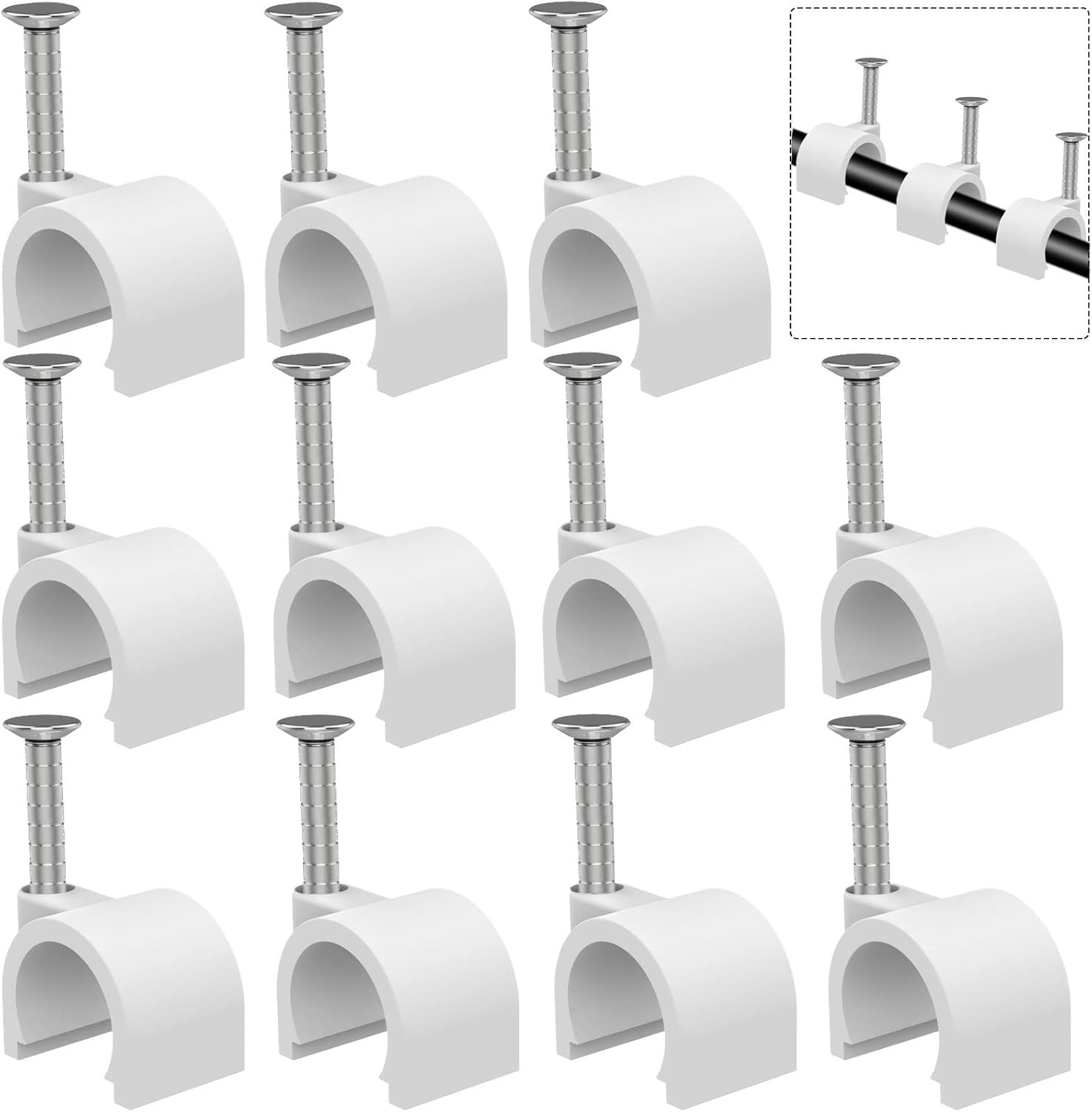 Cable Clips 10Mm Nail in Cable Holder Clip 100 Pcs Wire Clips Speaker Tacks for