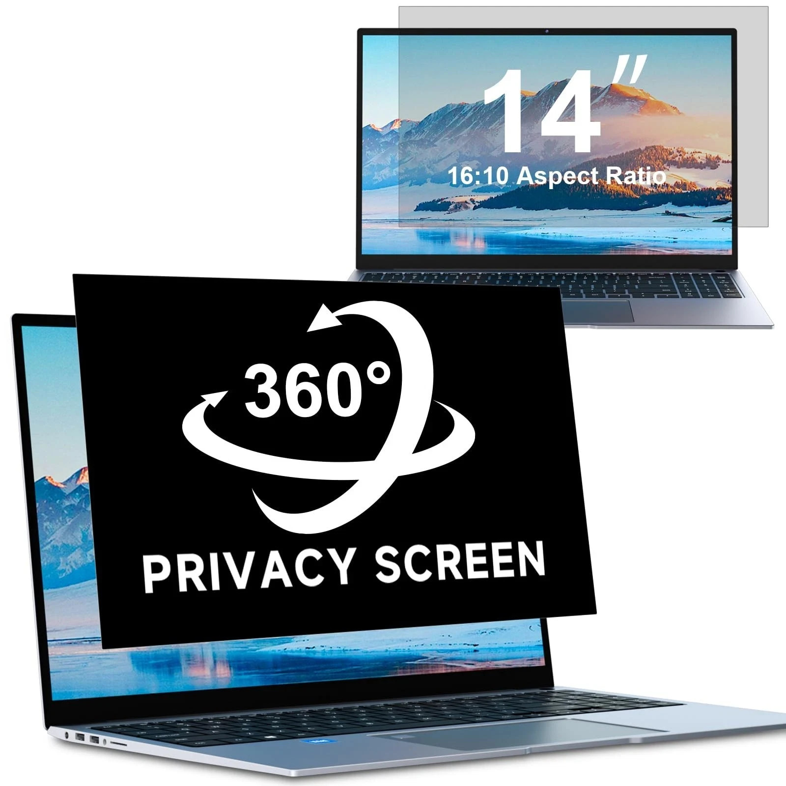 ZOEGAA 4-way 360°Laptop Privacy Screen For 14 Inch 16:10 Computer, ... Fast