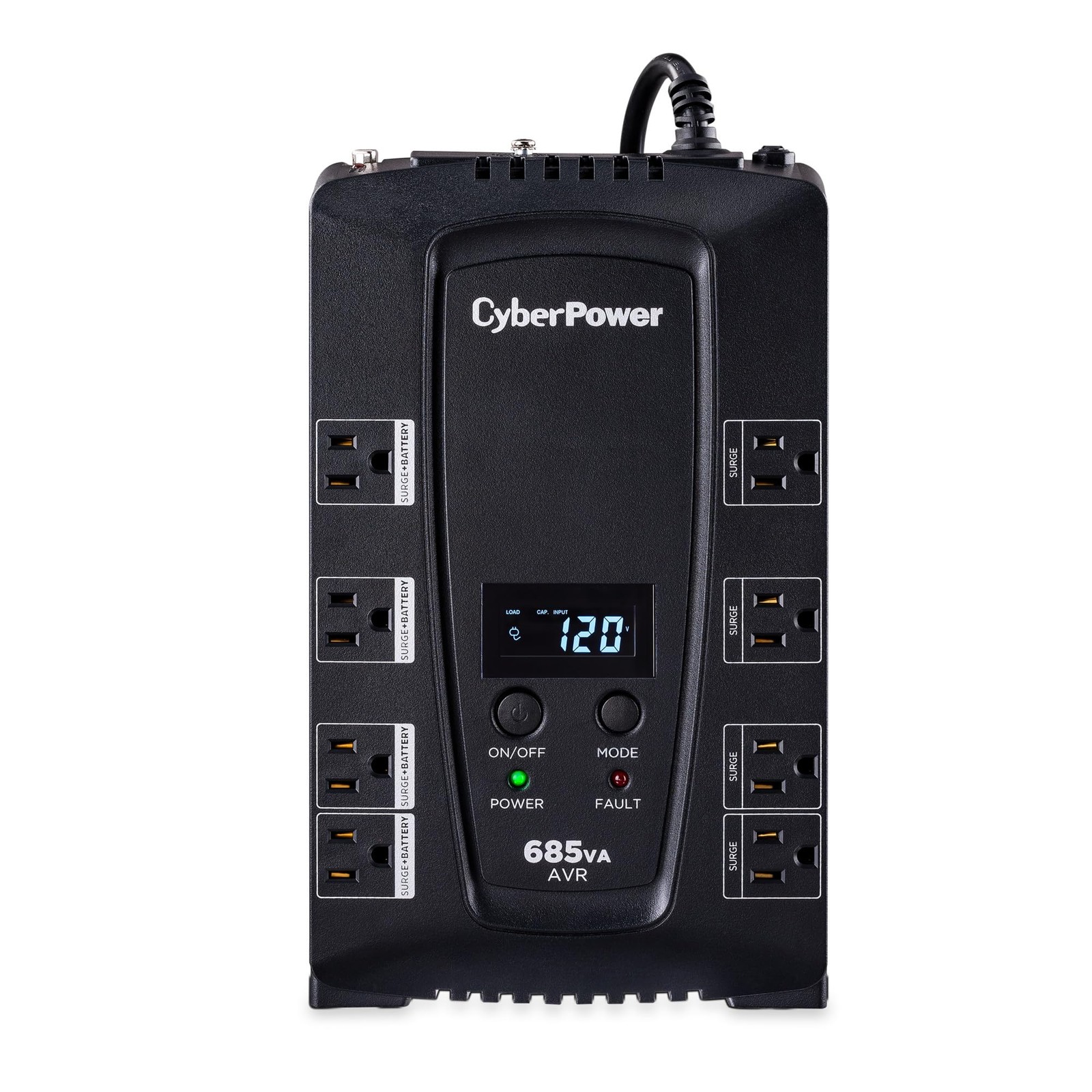 CyberPower 685VA LCD UPS Backup Power Supply Surge Protection AVR 8 Outlets