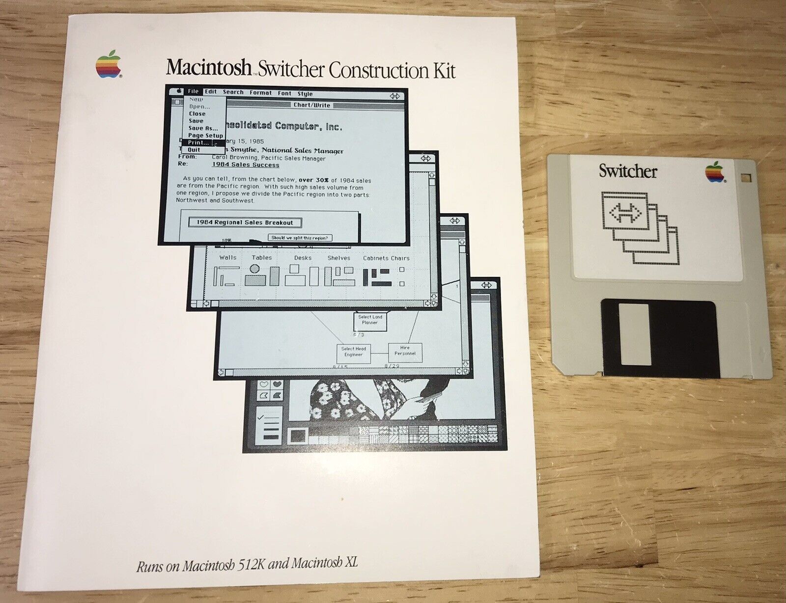 RARE 1985 Switcher Construction Kit Original DISK MANUAL Macintosh 512K WORKING