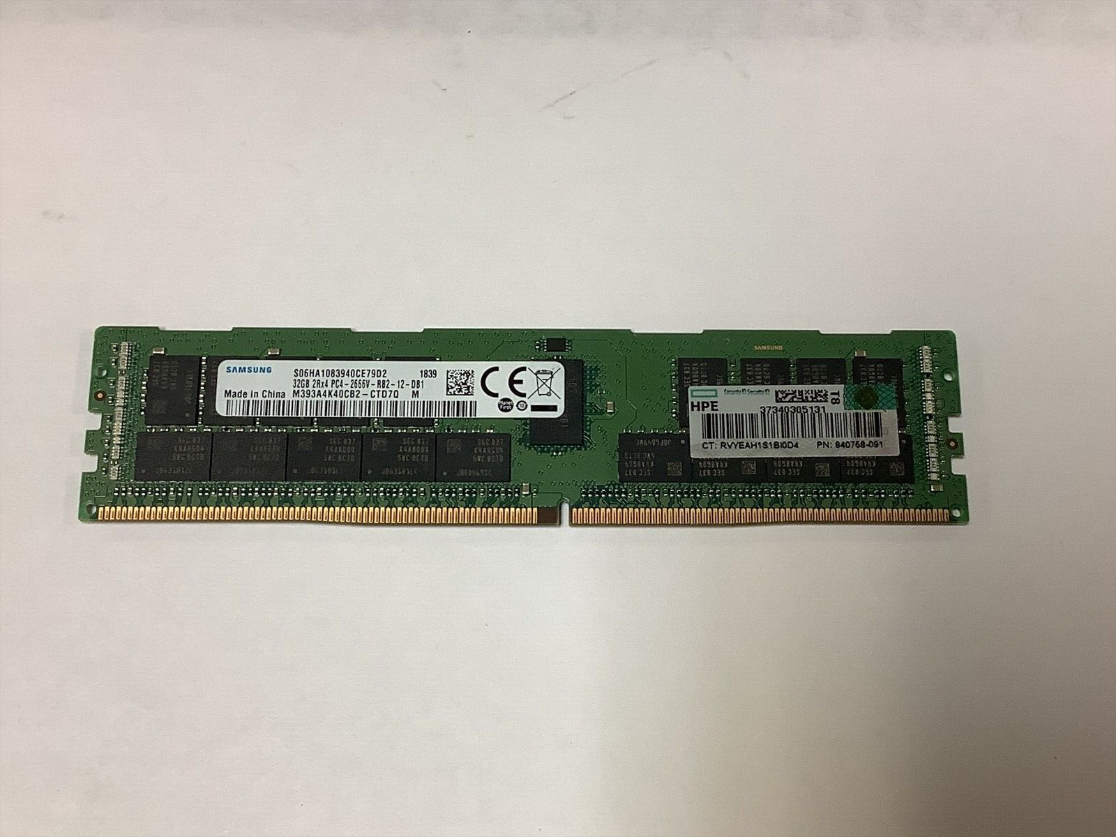 840758-091 HPE 32GB 2RX4 PC4-2666V DDR4 REGISTERED MEMORY 850881-001 815100-B21