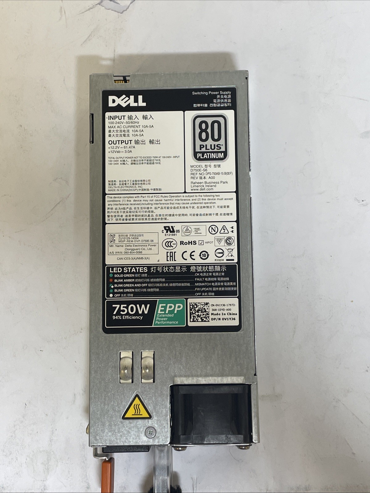 Dell 750w Power Supply 0V1YJ6