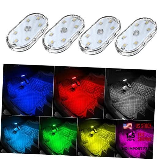 4Pcs Car LED Lights Interior Wireless Interior Car Lights with 6 7 Colors