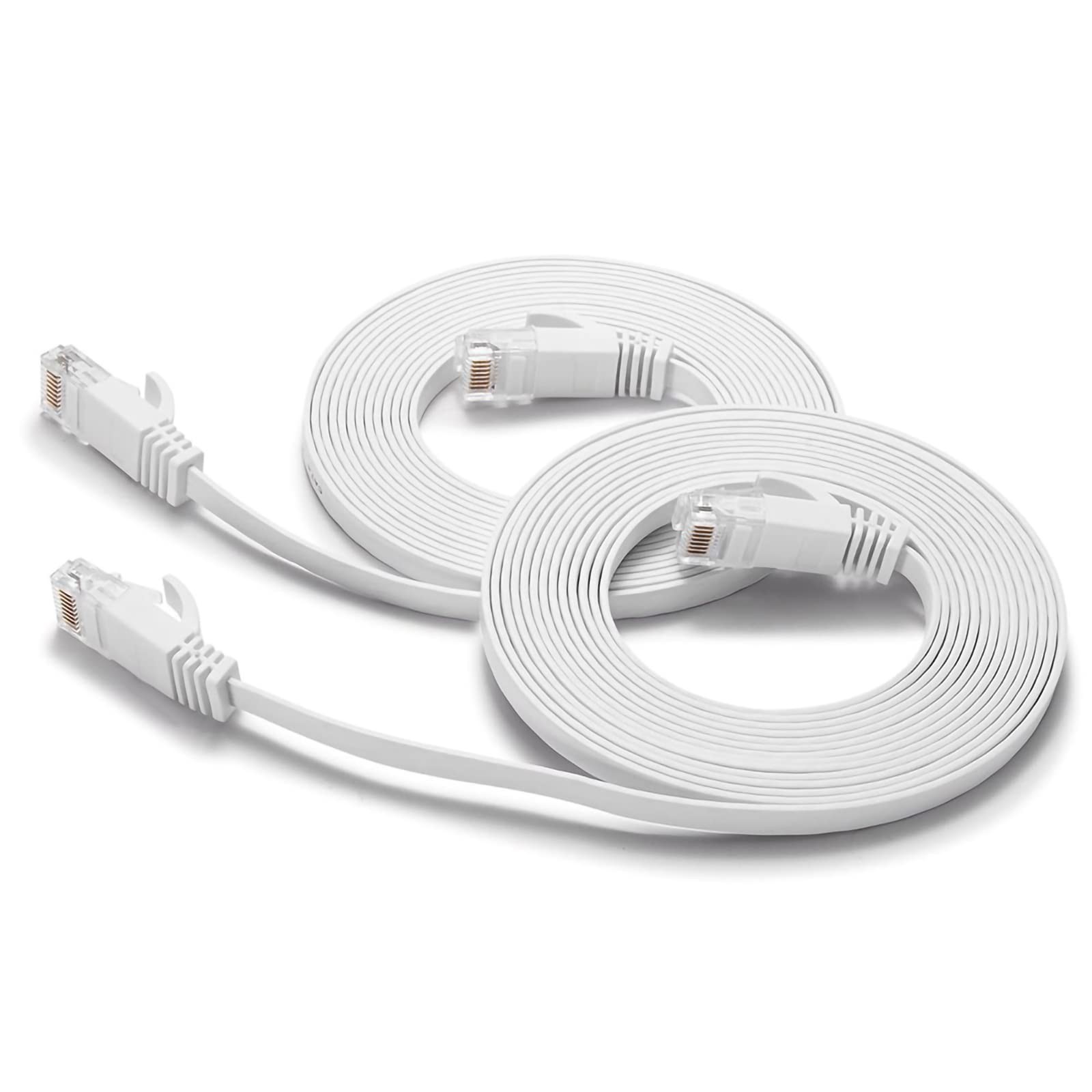 Cat6 Ethernet Cable 6FT 2Pack White, Cat6 Flat RJ45 Computer Internet LAN Net...