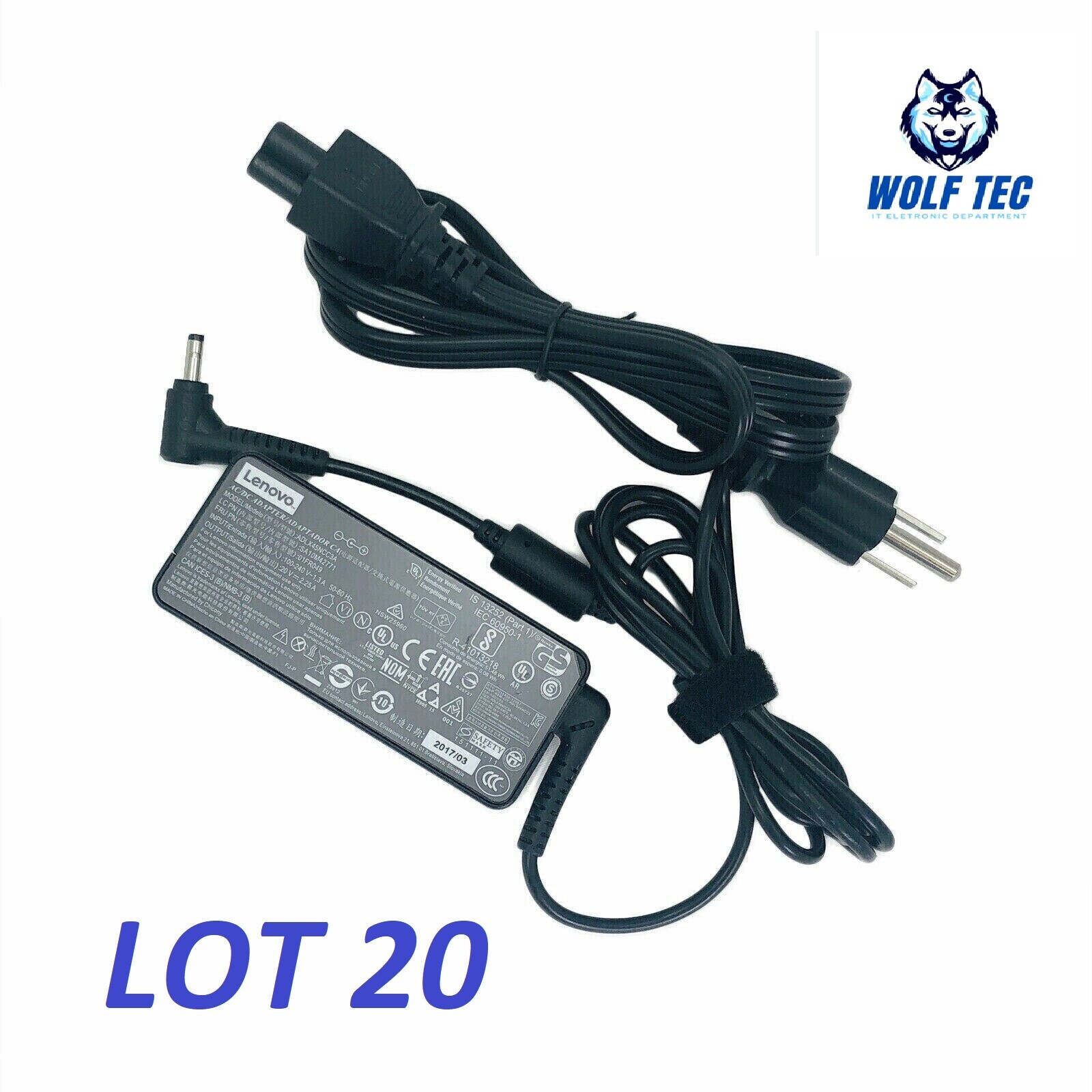 LOT 20 Lenovo 45W 4.0x1.7mm Small Black Tip AC Power Adapter Charger Genuine