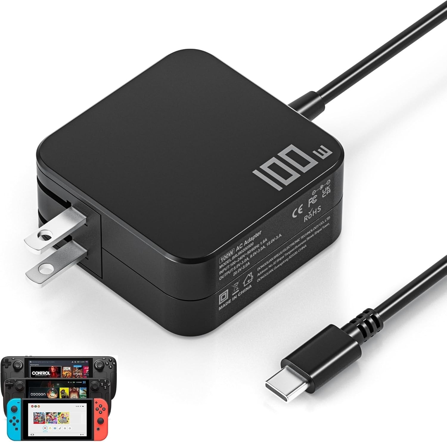 100W 65W USB-C Fast Charger for Steam Deck/OLED & ROG Ally X