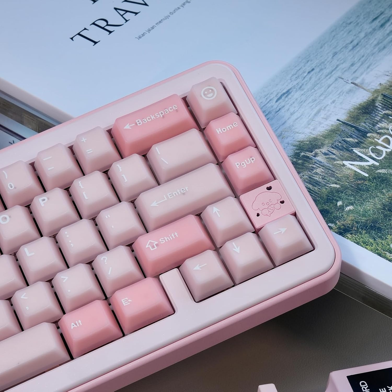 164 Keys PBT Doubleshot Keycaps Cherry Profile Sakura Pink Translucent