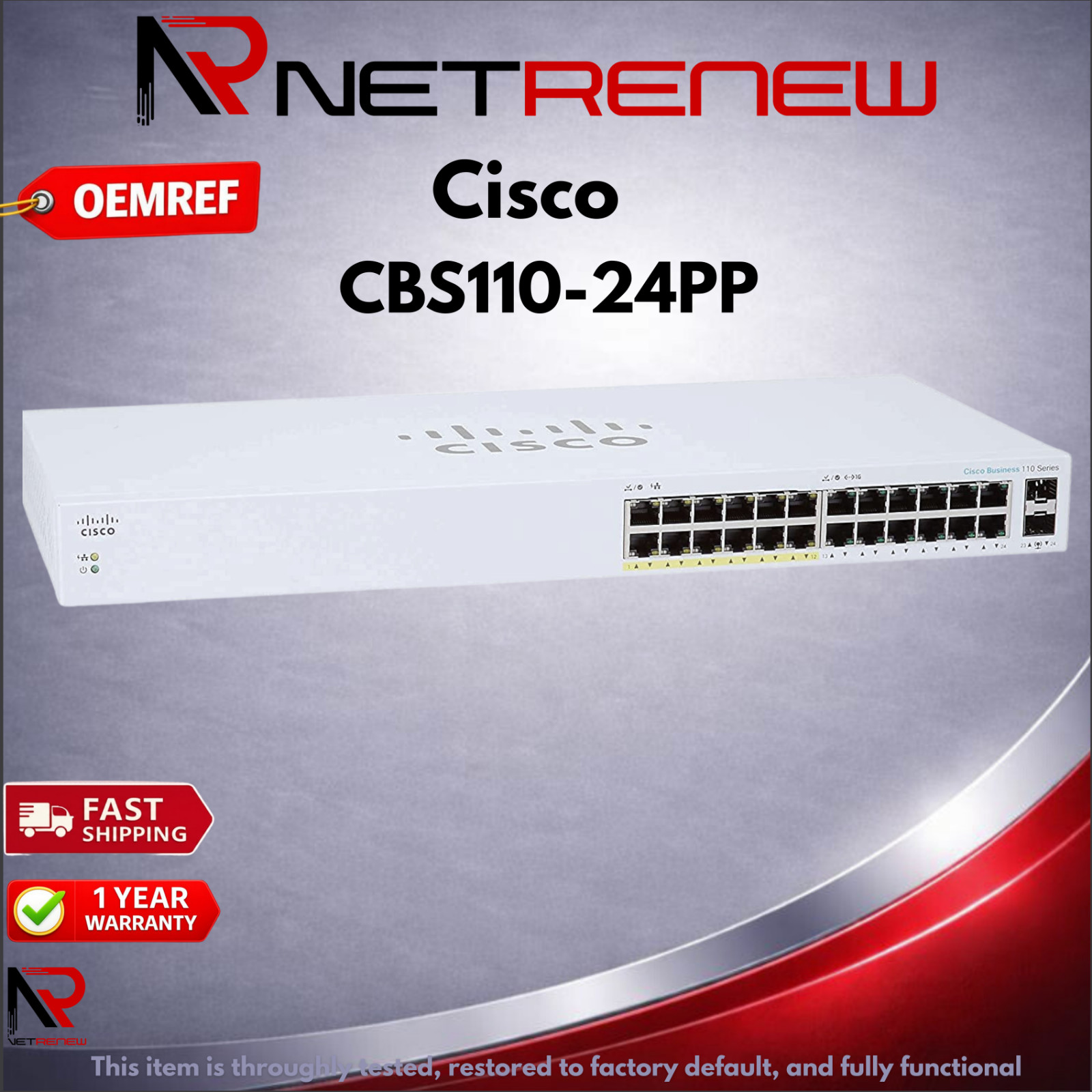 Cisco Refresh CBS110-24PP PoE 24 Port Gigabit Ethernet Switch