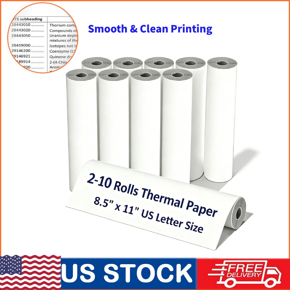 2-10 Rolls Thermal Printer Paper 8.5"x11" US Letter Size Quick-Dry for M08F M832