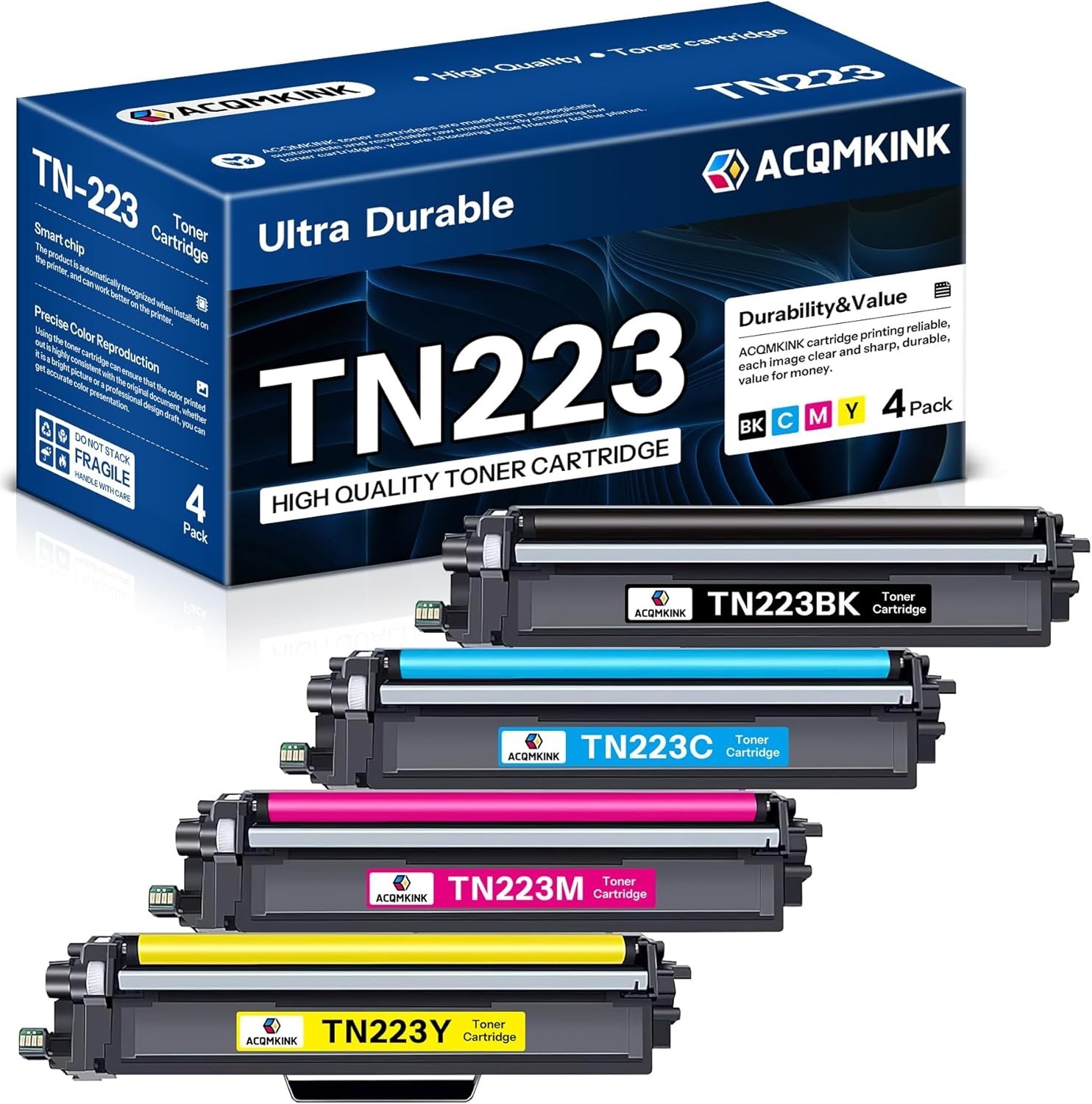 TN223 TN-223BK/C/M/Y Toner Cartridge 4-Pack Replacement for Brother HL-L3290CDW