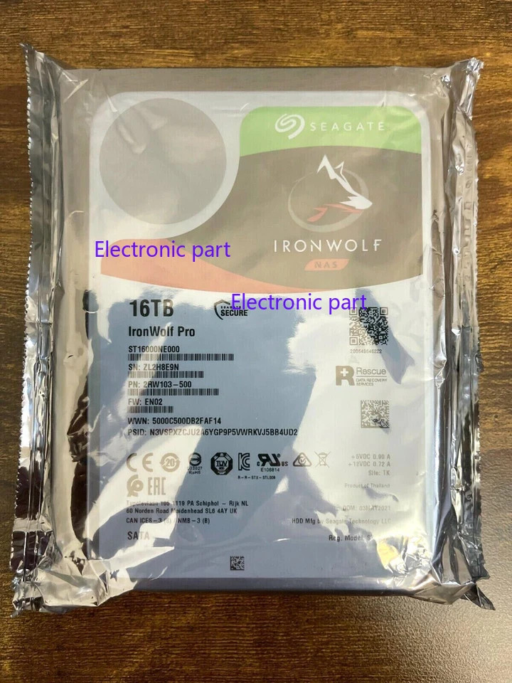 Seagate IronWolf Pro ST16000NE000 3.5" 16TB 7200 RPM SATA 6.0Gb/s Internal HDD