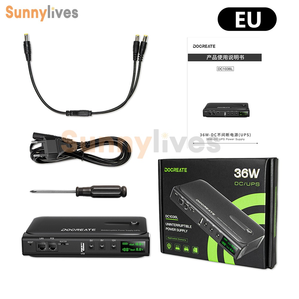 DC1036L 36W Digital UPS Uninterruptible Power Supply for Router 5V9V12V/15V/24V