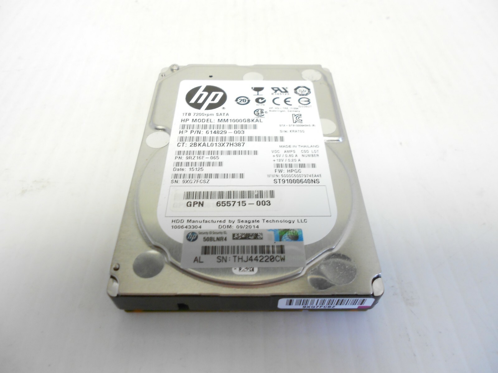 HP Seagate 1TB SATA 2.5" 6G Server Hard Drive MM1000GBKAL 614829-003 9RZ168-065