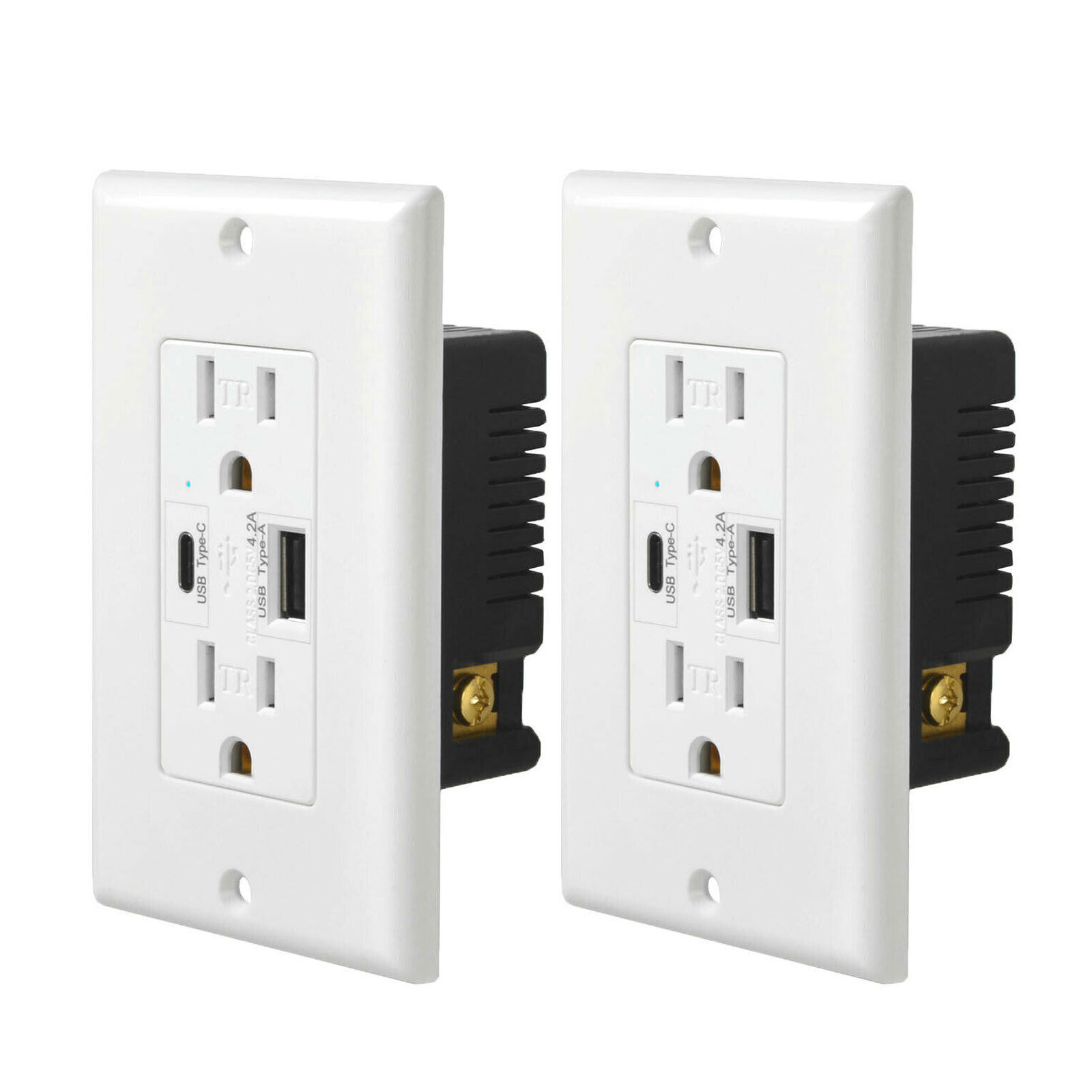 4.2A USB Type C Wall Outlet 15Amp 125V Receptacle Wall Plate Included UL 2Packs