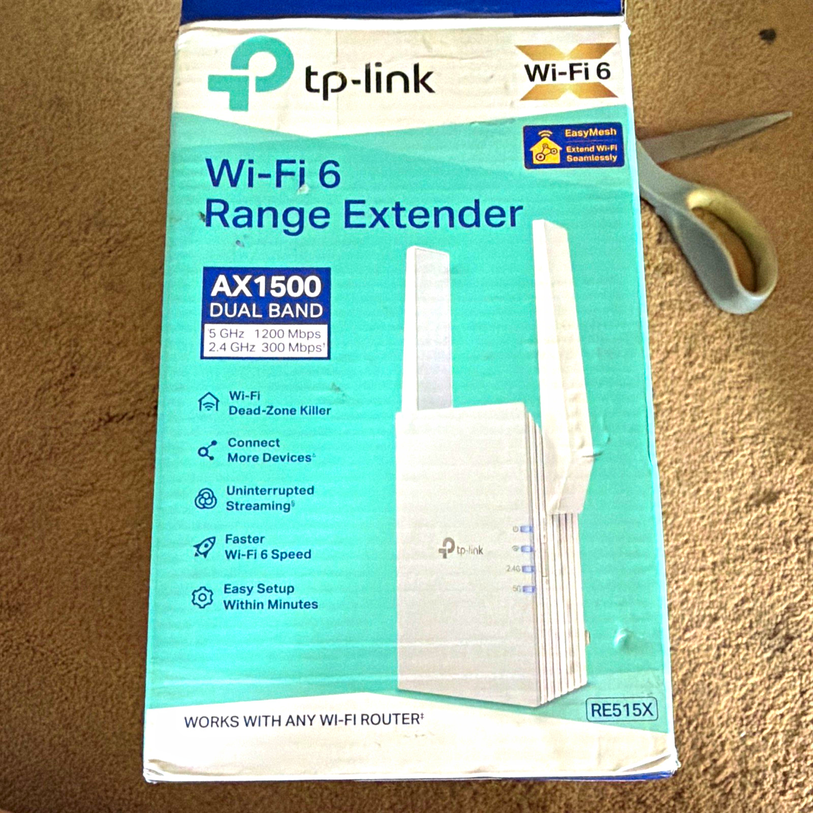 TP-LINK RE515X AX1500 Wi-Fi 6 Dual-Band Range Extender 2.4/5GHz Ethernet