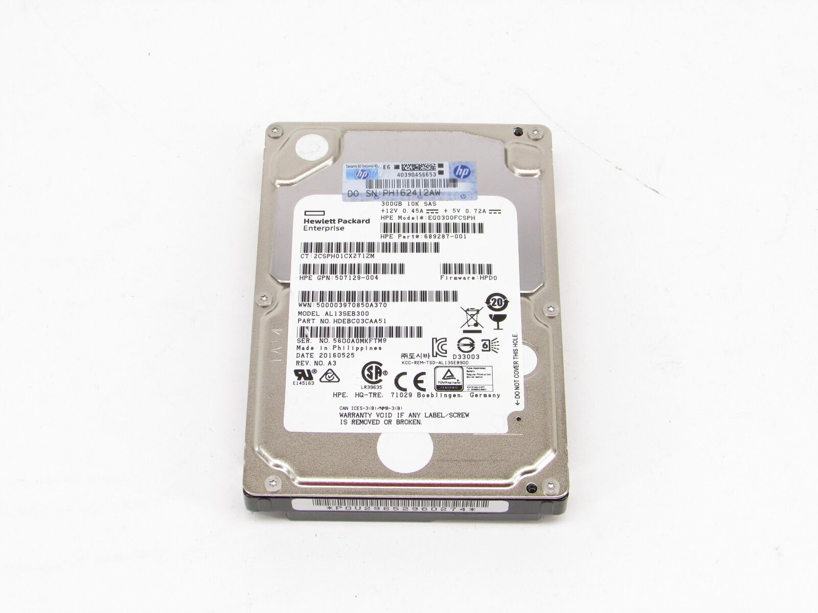 HP 689287-001 EG0300FCSPH 300GB 10K RPM 6Gb SAS Hard Drive HDD Grade A