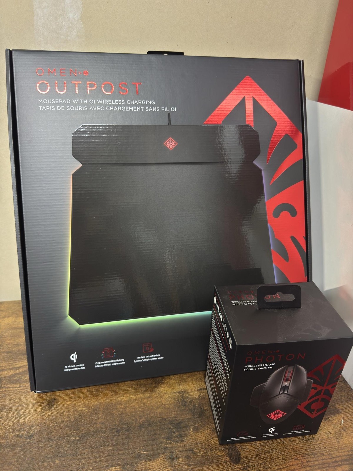 HP Omen Outpost Qi Wireless Charging Mouse Pad and HP Omen Photon Gaming Mouse