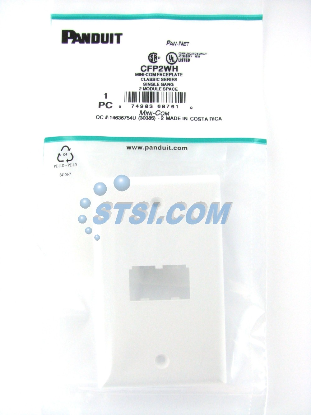 Panduit CFP2WH 2-Port Mini-Com Faceplate, Classic Series, White ~STSI