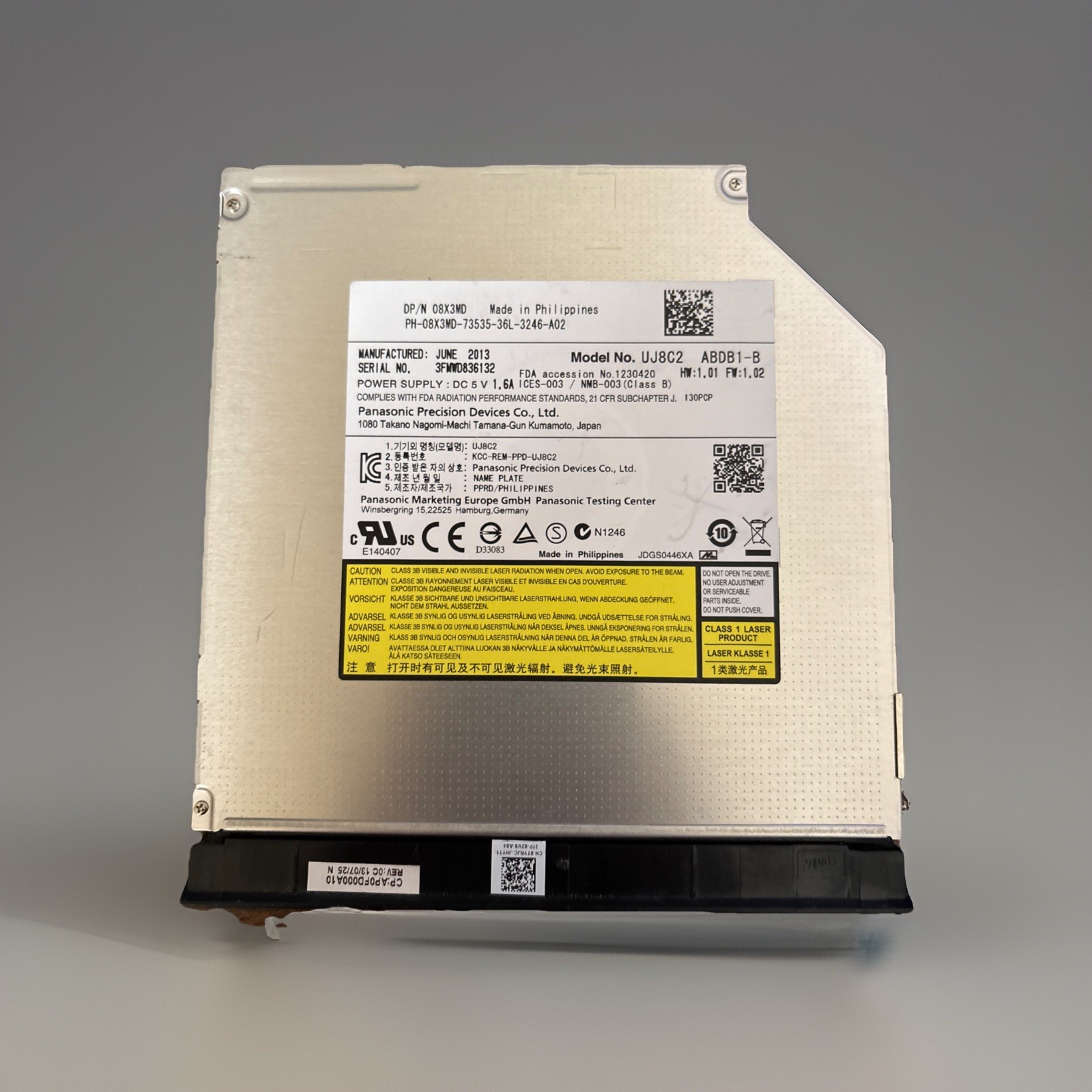 Panasonic UJ8C2 DRV Slim SATA 9.5mm DVD-ROM CD-ROM Drive