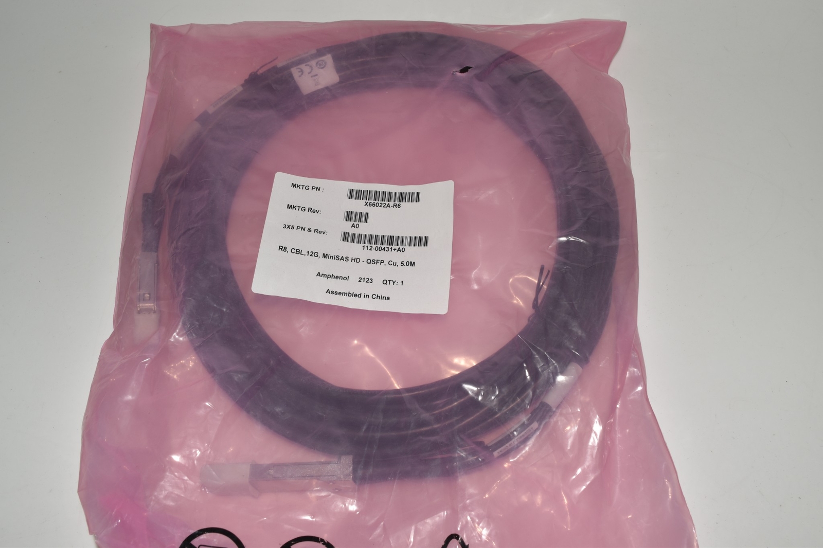NetApp  X66022A-R6 5.0M MiniSAS HD - QSFP Cable - NEW  (VSP18)