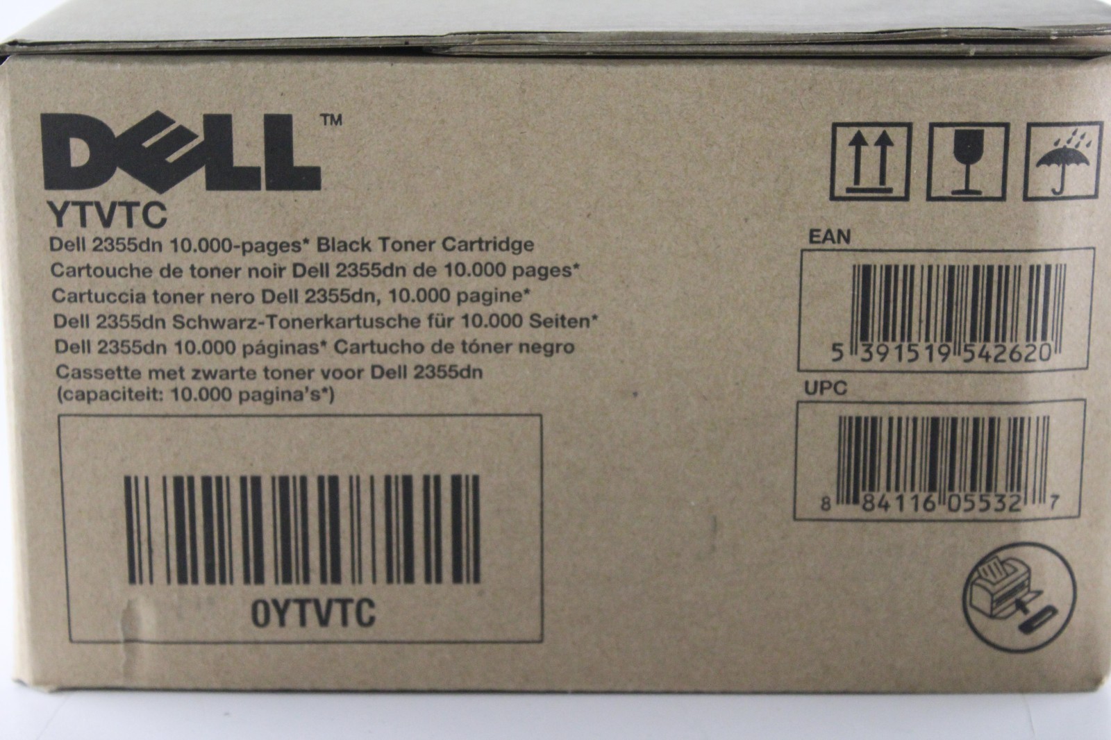 YTVTC Original OEM Dell Toner Cartridge, Black Genuine Sealed