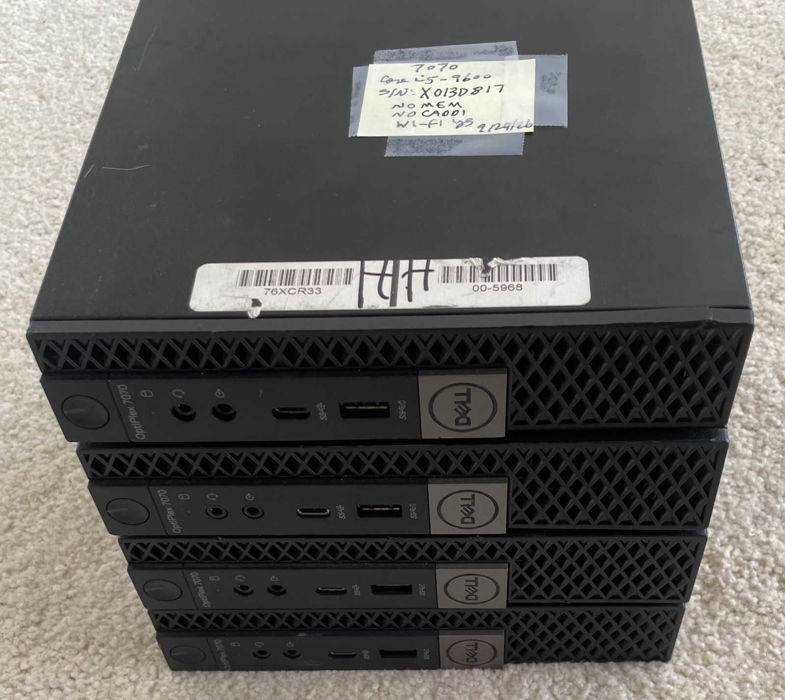 LOT of 4 Dell OptiPlex 7070 MFF Micro PC | D10U | i5 9600 3.10GHZ | Wi-Fi
